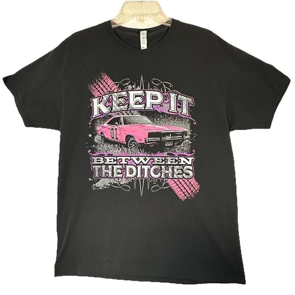 Dukes of Hazzard Women Keep It Between The Ditches Cooters Graphic Tee Black L - Picture 1 of 8